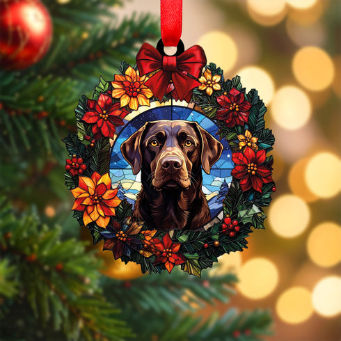 Labrador Chocolate Wreath Christmas Decoration